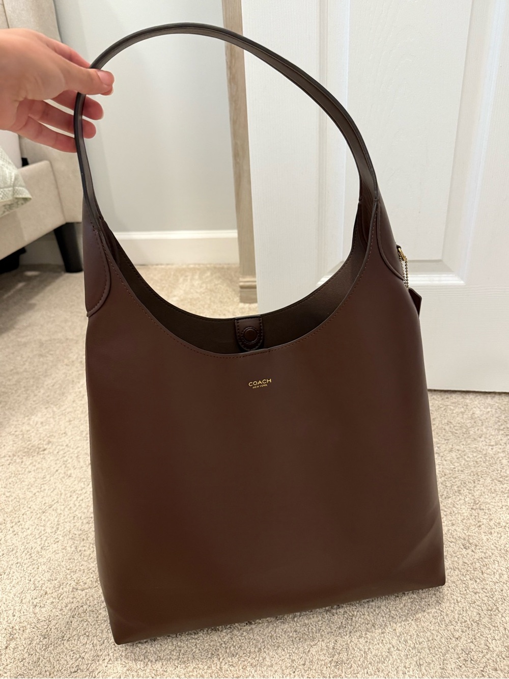 Coach Brooklyn Shoulder Bag 39 / Brass / Maple Dark Brown Leather Hobo - Picture 3 of 10
